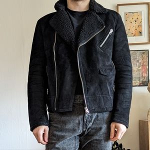 Leather suede jacket size us 36 black